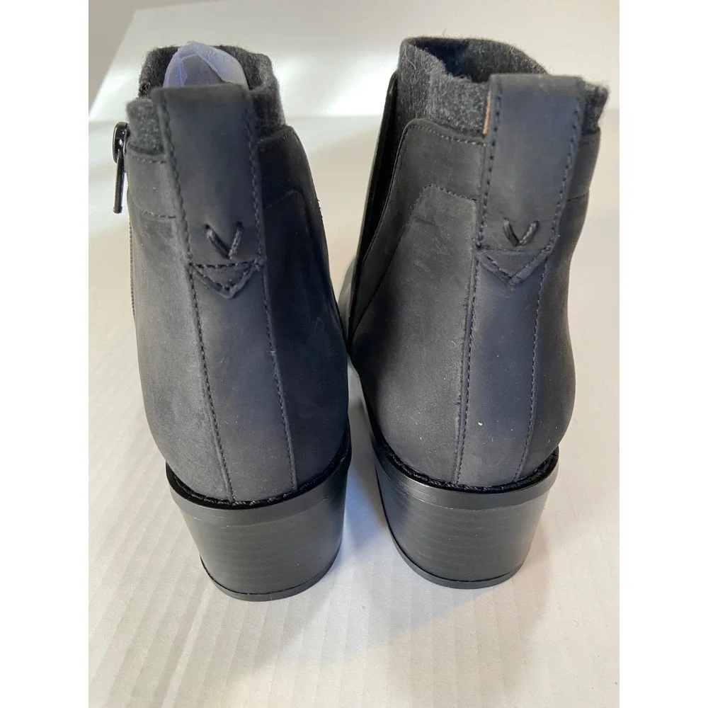 Vionic Joslyn Black Leather‎ Suede Ankle Boots Weather Resistant Side Zip